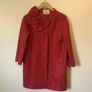 Kate Spade Dorothy Button Down Bow Trench Coat Red